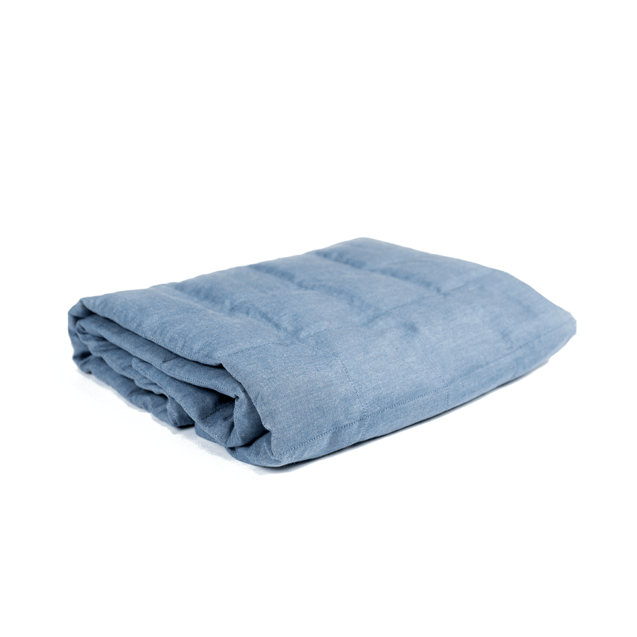Mini Blue Chambray Weighted Blanket Weighted Blanket Weighting Comforts 
